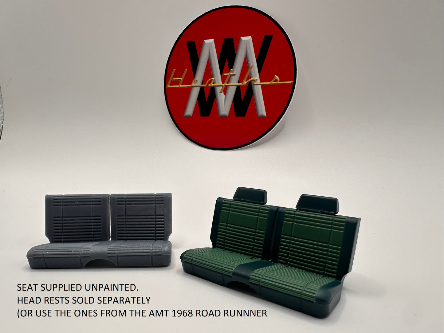 1/25 scale 1969 Road Runner front bench seat for Heaths Model Work interior tub.