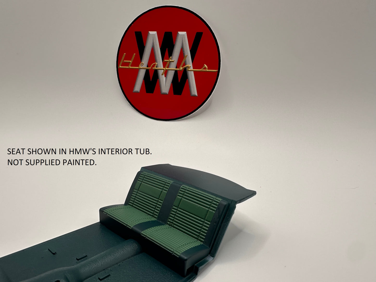 1/25 scale 1969 Road Runner rear bench seat for AMT or Heaths Model Works interior tub.