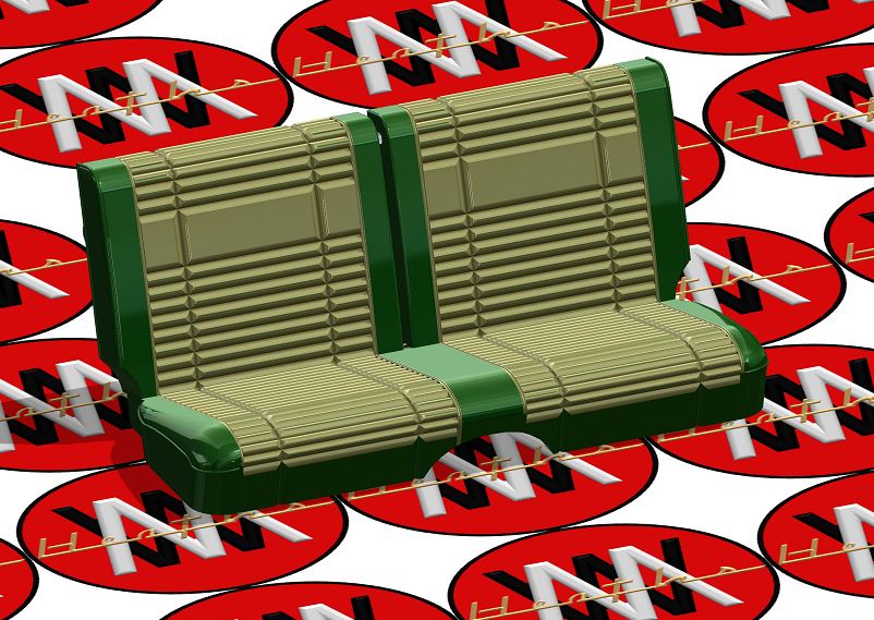 1/25 scale 1969 Road Runner front bench seat for AMT interior tub. Heaths Model Works