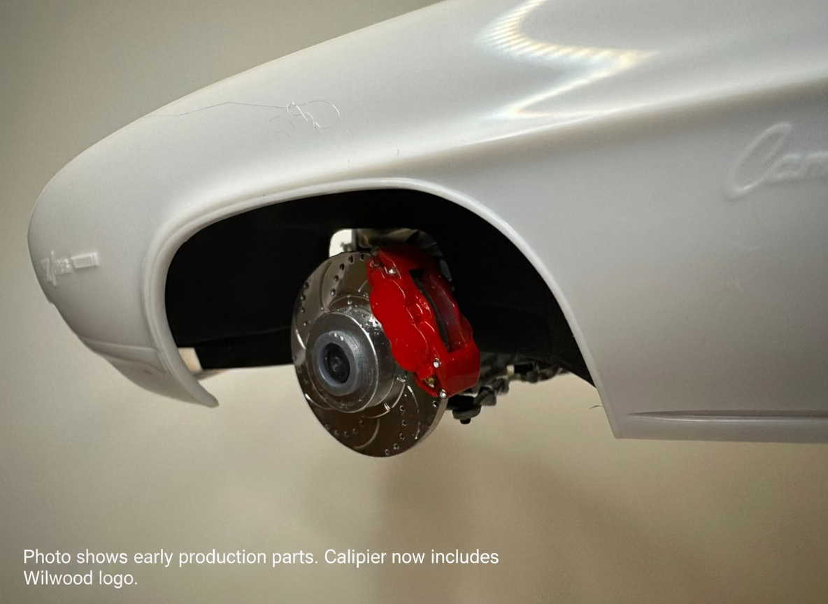 Close-up of a caliper mounted on car