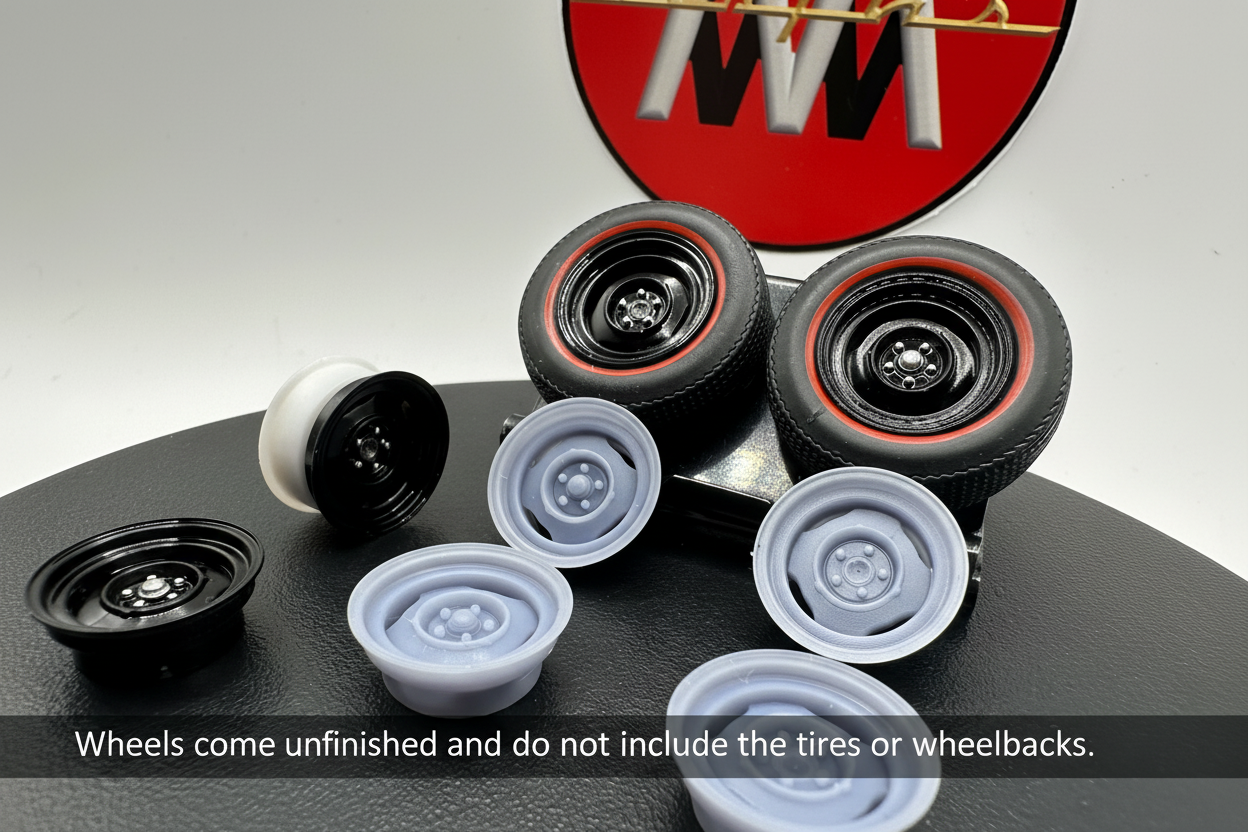 1/25 15" Steelies w/hub details for AMT and MPC kits | Heath's Model Works