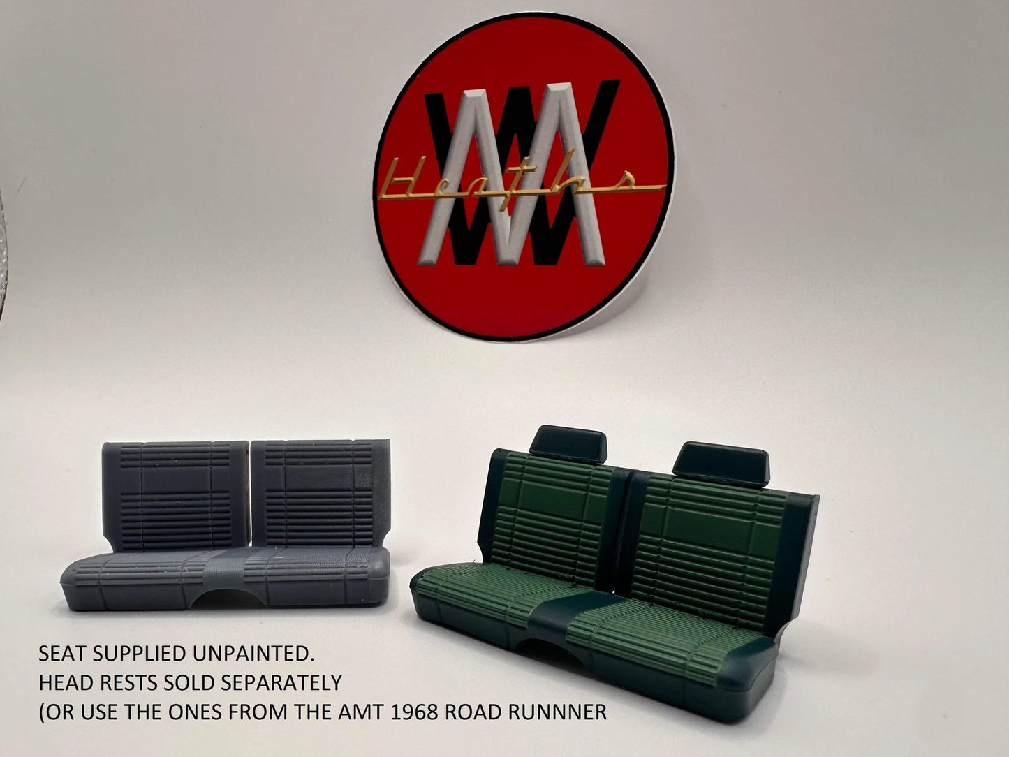 1/25 scale 1969 Road Runner front bench seat for Heath's Model Works interior tub